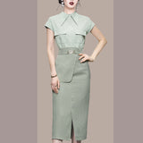 Plaid Girdle Slim Skirt Suit - WOMONA.COM