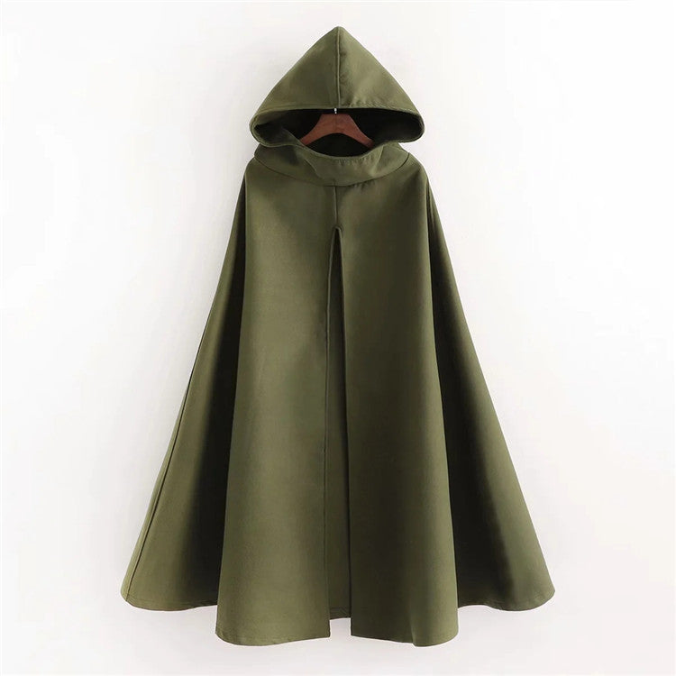 Mature Hooded Cloak Coat - WOMONA.COM