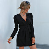 Ladies Waist Black Suit Dress Women - WOMONA.COM