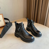 Thick-soled Leather Martin Boots - WOMONA.COM