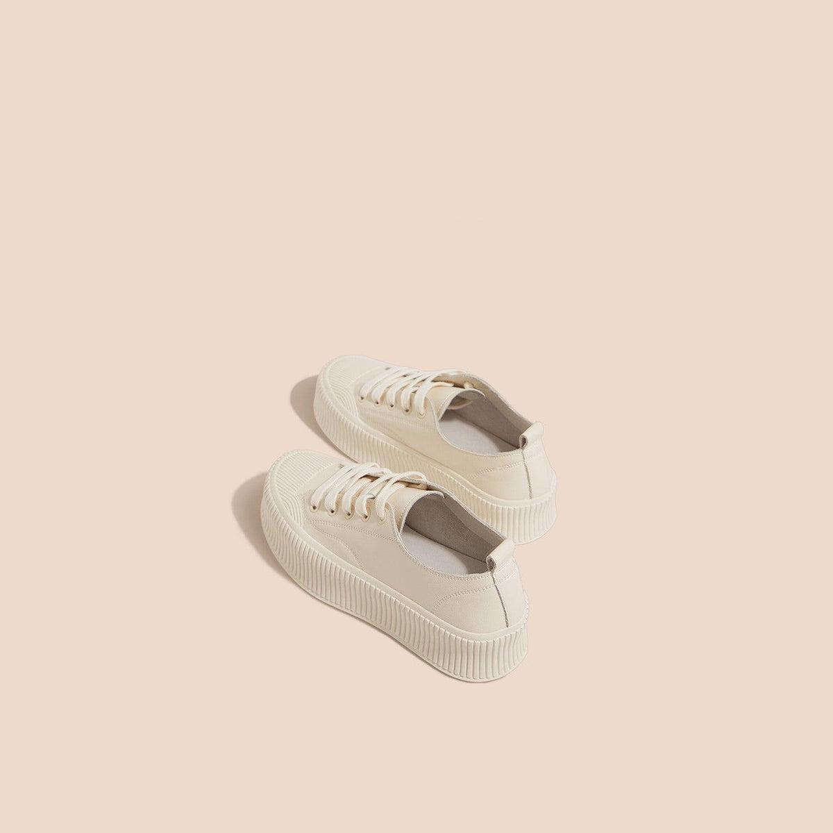 Casual White Leather Sneakers - WOMONA.COM