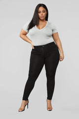 Women's Plus Size Fashion High Elastic Denim Pencil Pants - WOMONA.COM