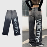 Tide Brand Ins Retro Letters Jeans - WOMONA.COM