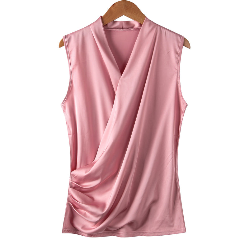 Sleeveless V-neck Top - WOMONA.COM