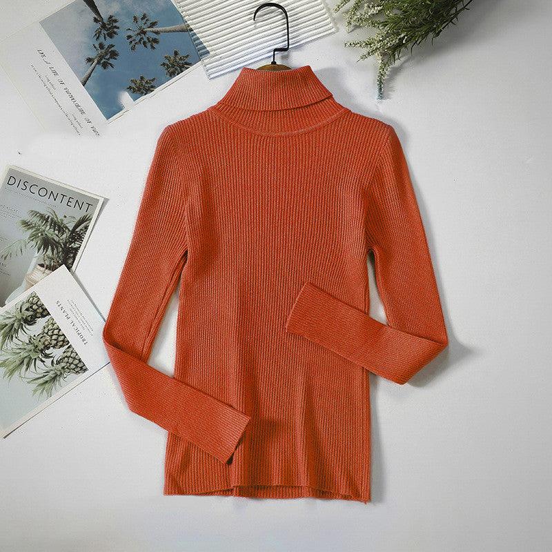 Strip Knit Pullover Turtleneck Sweater - WOMONA.COM